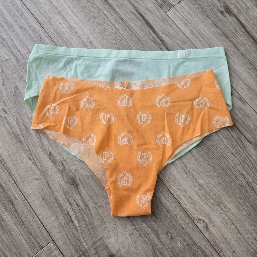 NWT PINK Logo Hipster Panties Set